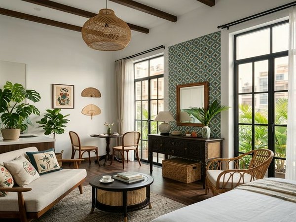 Phong cách Neo-Indochine hiện đại cho căn hộ chung cư nhỏ Phong cách Neo-Indochine hiện đại cho căn hộ chung cư nhỏ